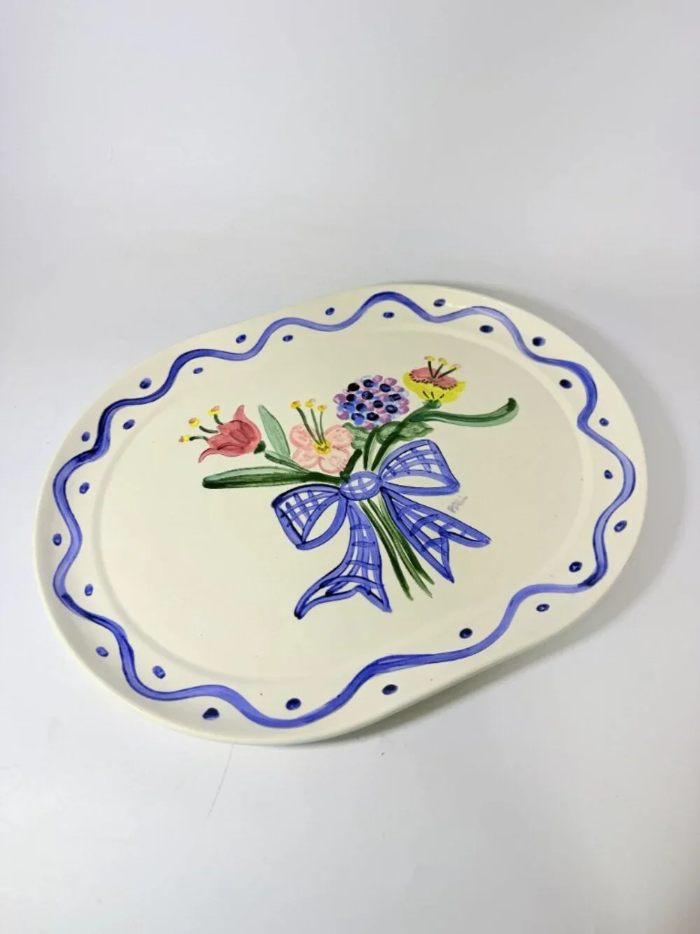 Serving Platter Hand Painted Flowers Made in Charleston PAKL Hostess Pieces Gall